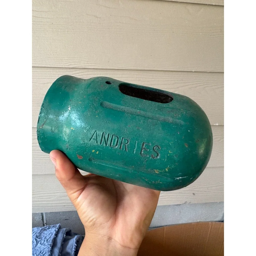Vintage Andries Industrial Cast Metal Protective Cap Green Valve Cover Housing